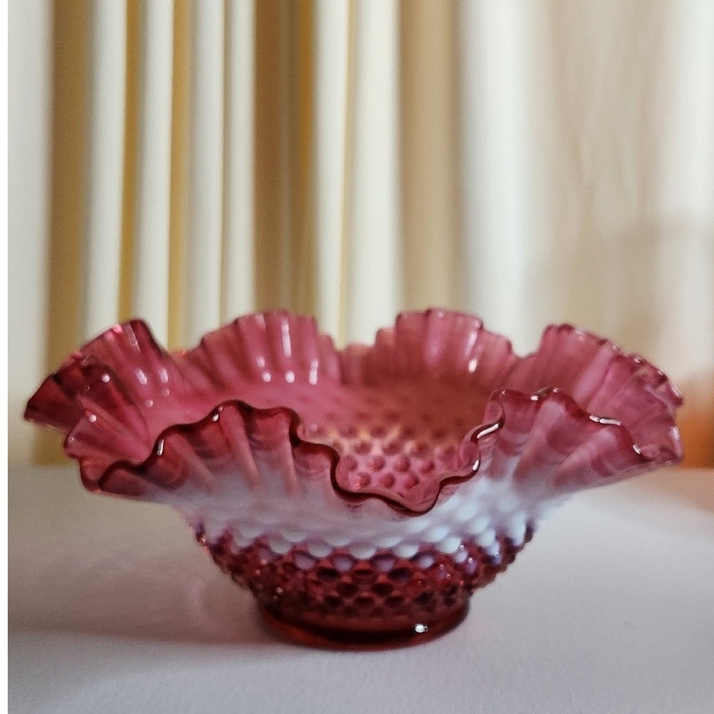 Fenton Cranberry Opalescent Hobnail Bowl